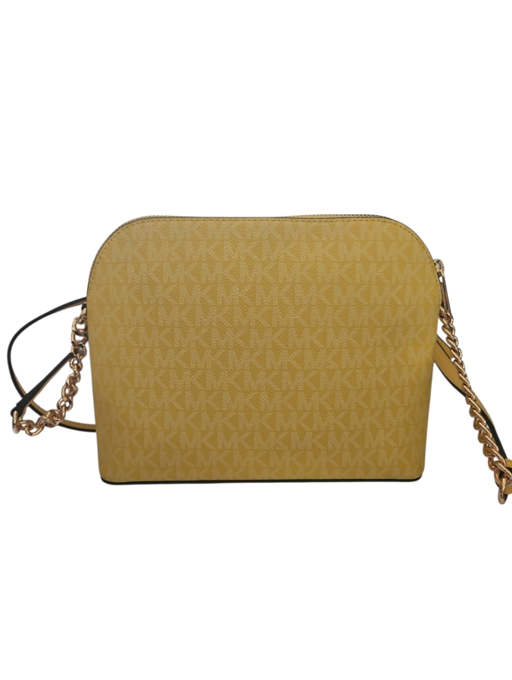 Michael Kors MK Signature Colorblock Dome Crossbody | Yellow/Vanilla/Brown | Cha - Picture 3 of 5